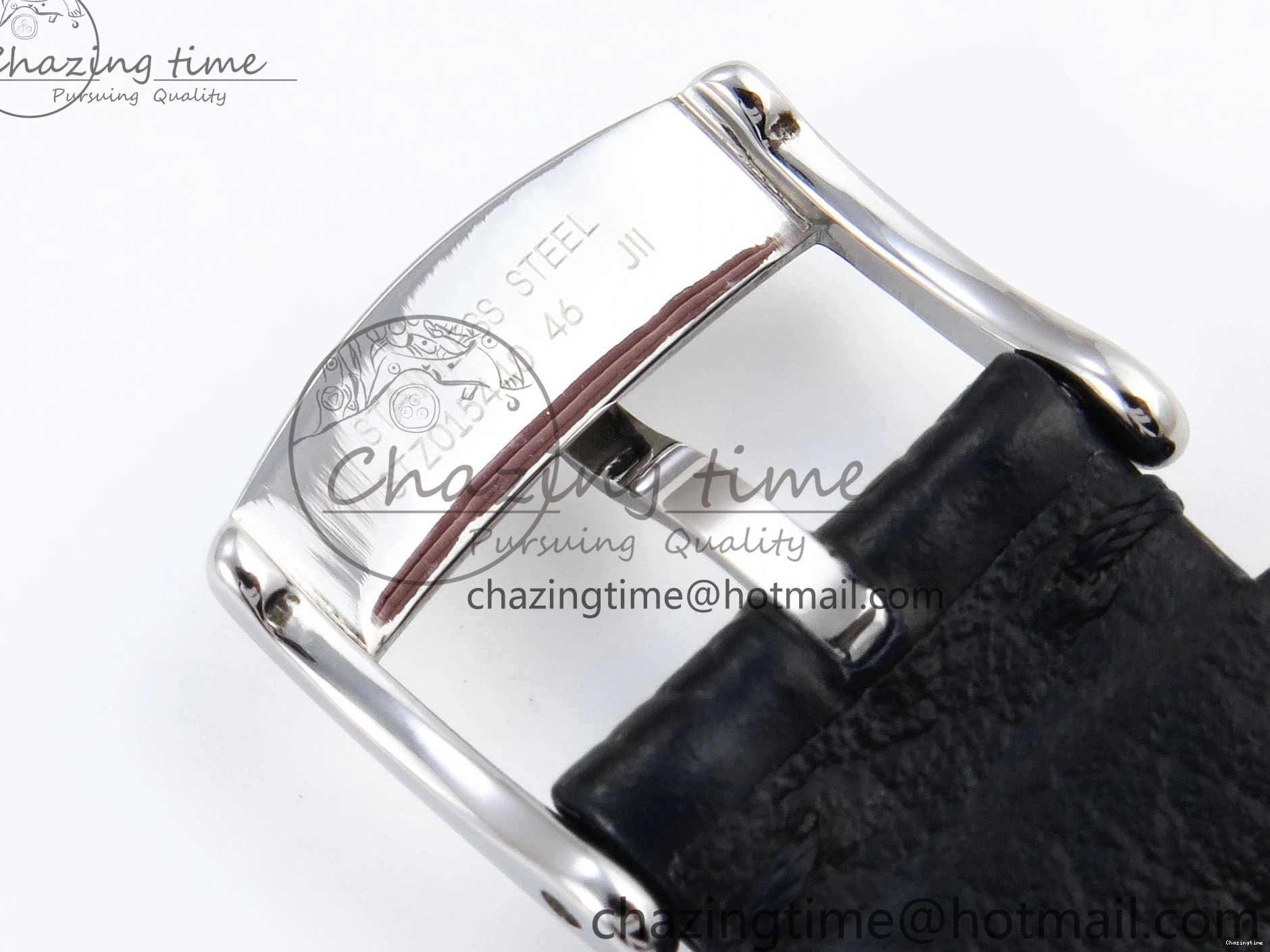 1218 TopPick De Ville Date SS MKF 1:1 Best Edition Black Dial Roman Marker on Black Leather Strap A 7743